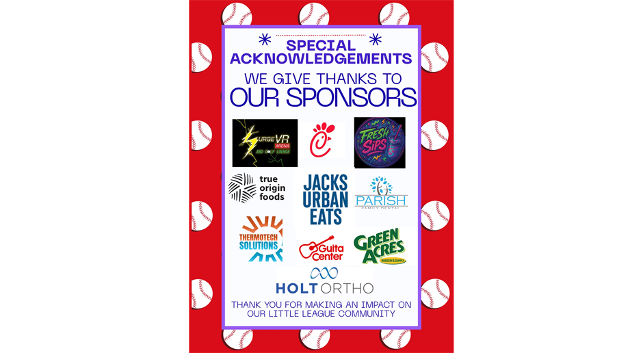 We Support Our Sponsors, Who Support Our League